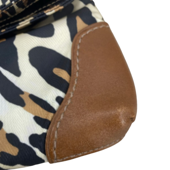 Authentic TUMI Animal Print Nylon & Tan Leather Foldover Clutch LMT. Travelcore - Picture 10 of 14